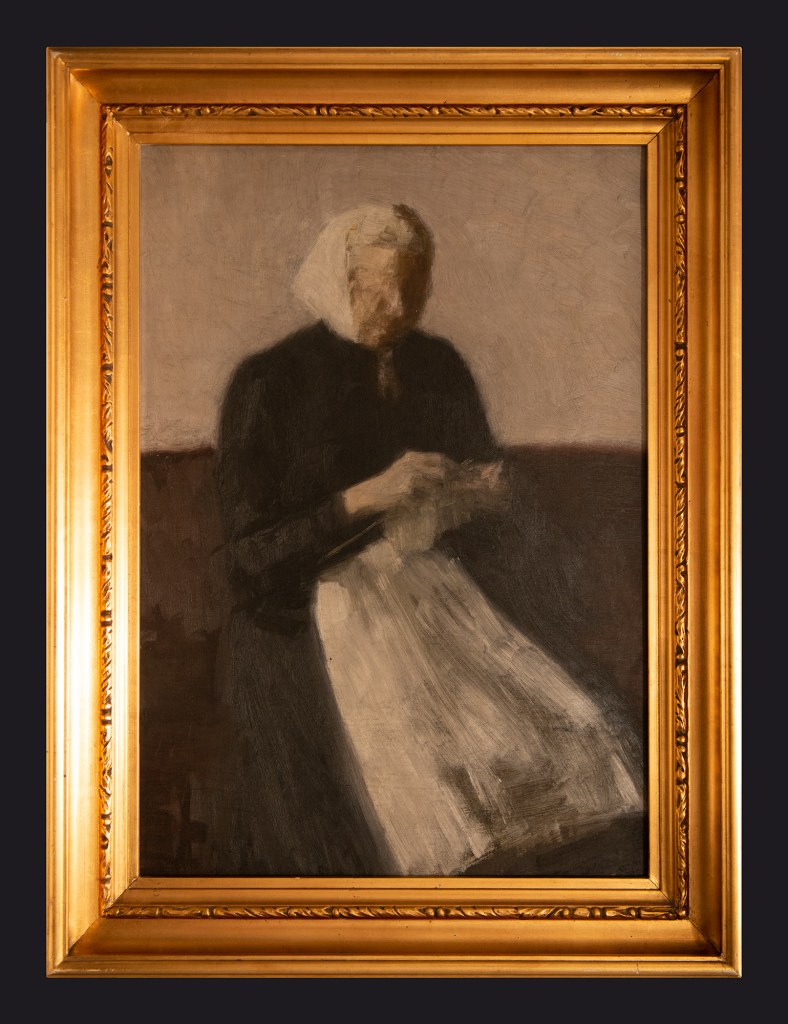 1889, Woman Knitting. The Artist's Mother by Leslie Hossack
