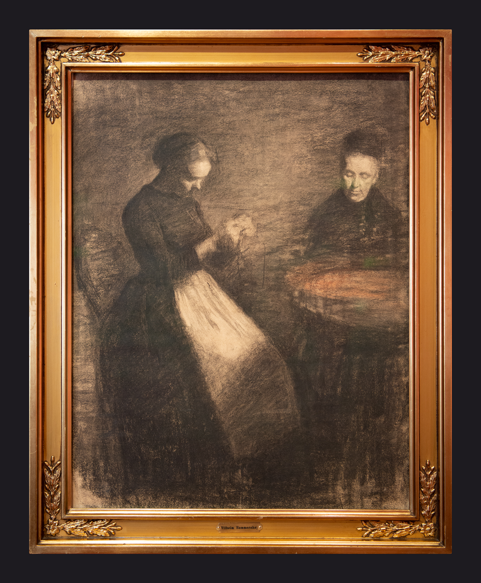 1891, Evening in the Drawing Room. Two Women at a Round Table by Leslie Hossack
