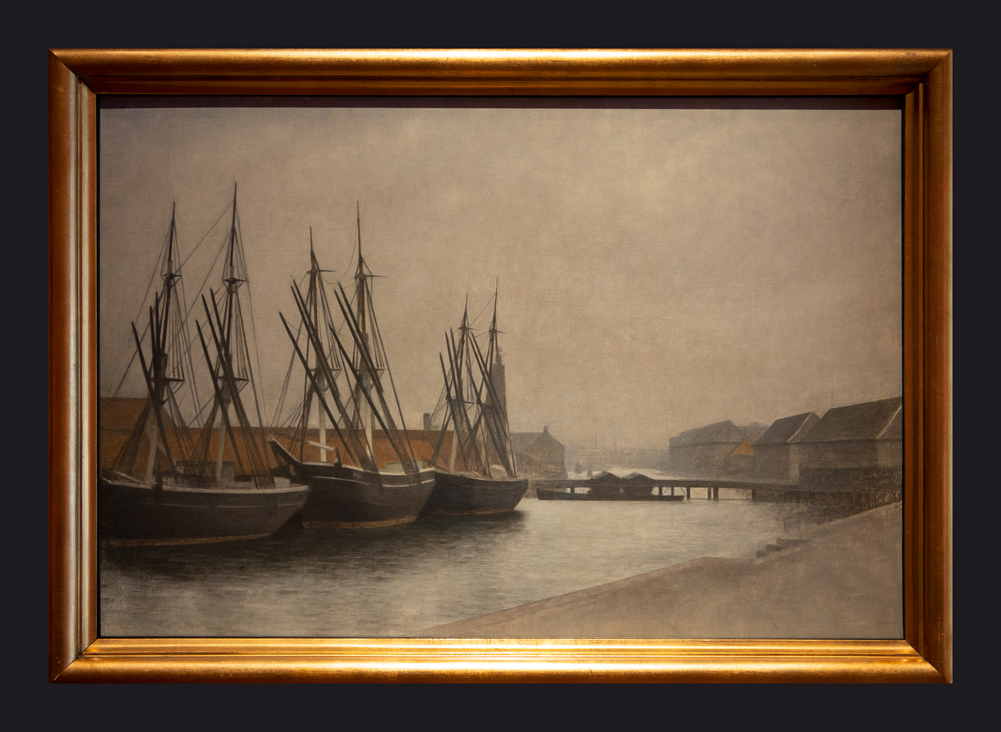 1905, Three Ships, Christianshavn Canal by Leslie Hossack